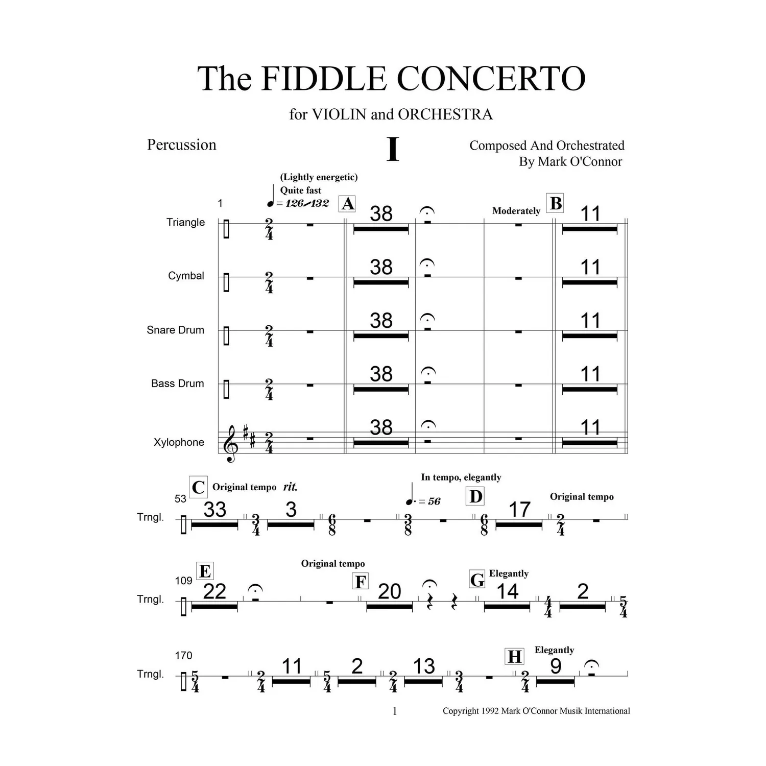 Mark O'Connor Fiddle Concerto Schlagzeugstimmen Download