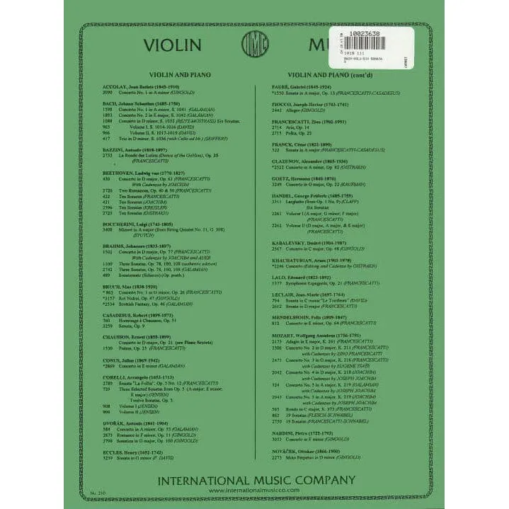International Bach Sonaten BWV 1014-1016 Violinenoten Violine Klavier