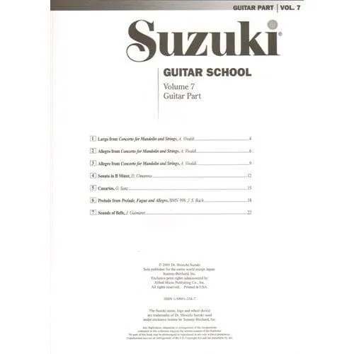 Shar Music Suzuki Guitar School Volume 7 Noten Gitarre Lehrwerk
