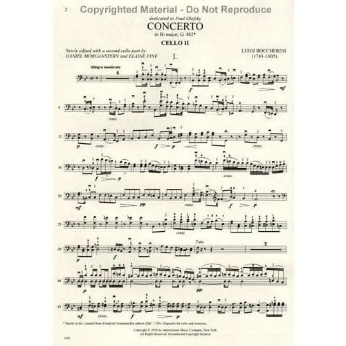 Boccherini Cello Concerto B-Dur G 482 Noten