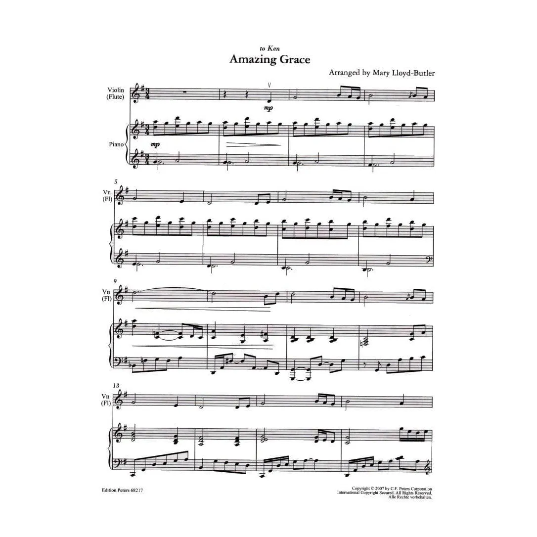 Peters Amazing Grace Violine Flöte Noten Klavier
