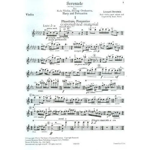 Bernstein Serenade Violine Noten mit Klavier