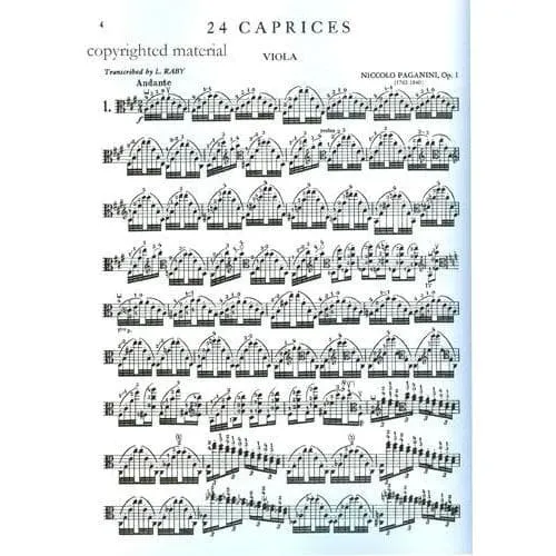 Paganini 24 Capricen op. 1 Noten für Viola solo