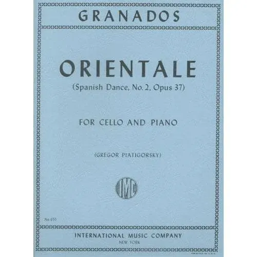 Shar Music Granados Orientale Spanish Dance No 2 Noten Cello Klavier