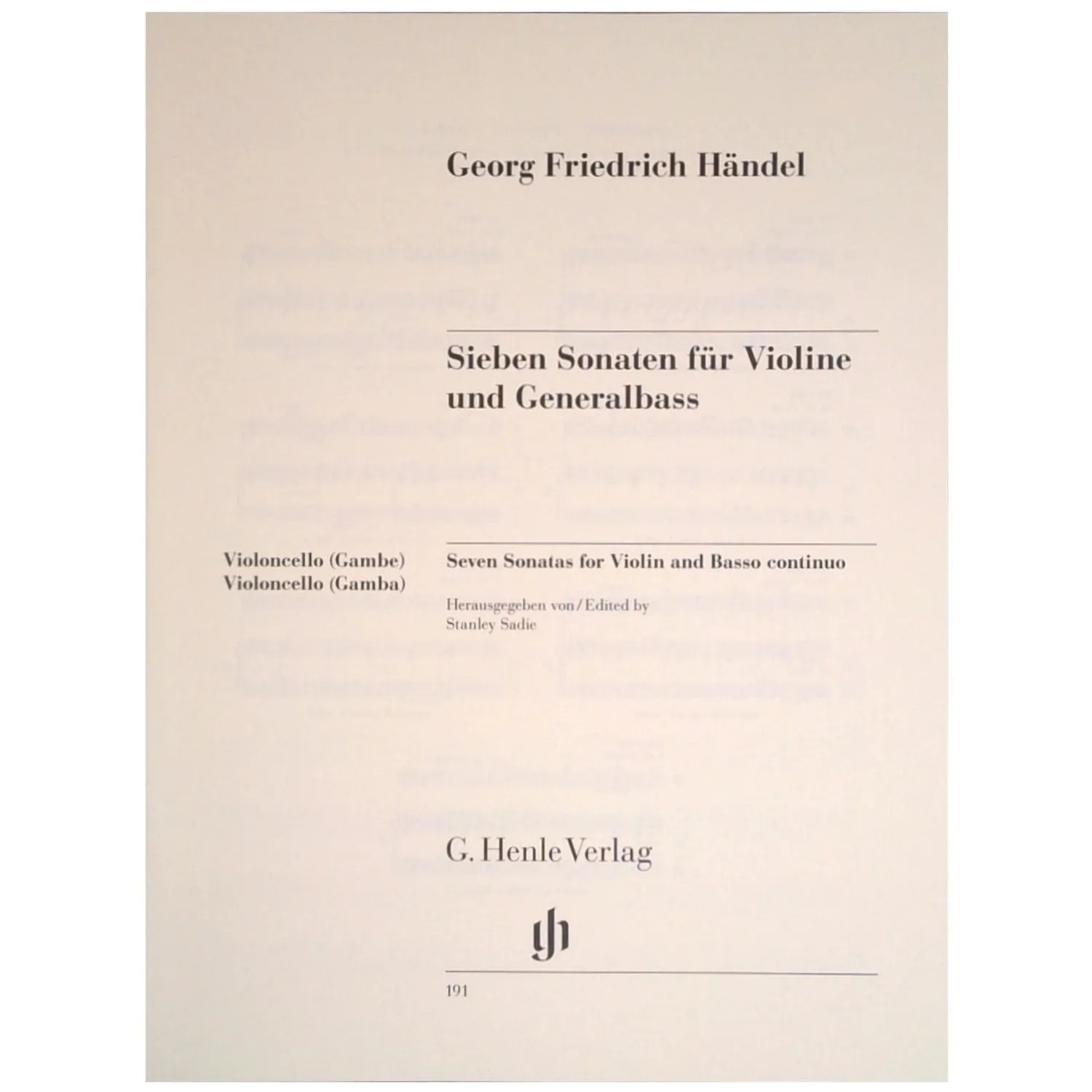 Henle Händel 7 Sonaten Violine Noten Urtext