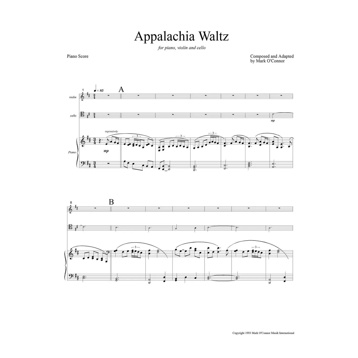 Shar Music O'Connor Appalachia Waltz Noten Klavier Download