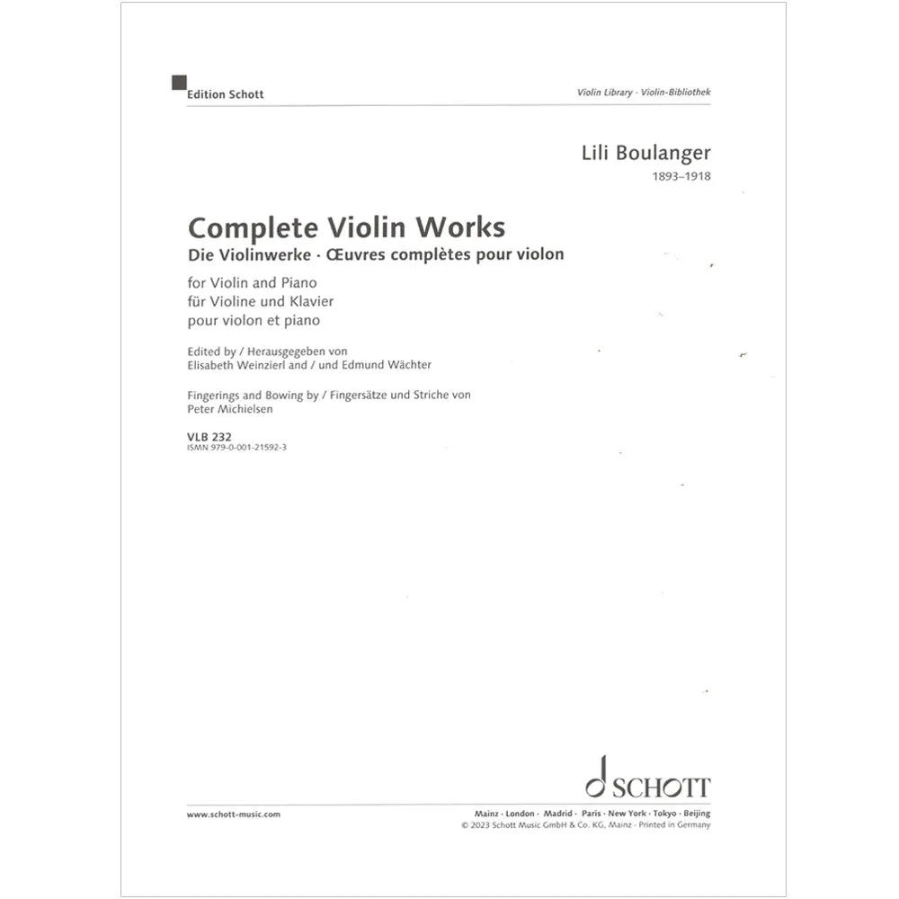 Schott Boulanger Complete Violin Works Violinnoten