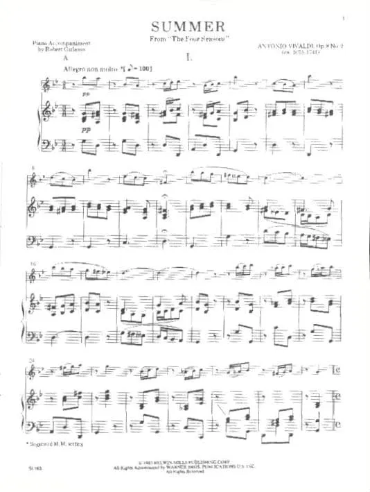 Vivaldi Sommer RV 315 G-moll Violine Klavier Noten