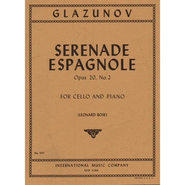 Glazunov Serenade Espagnole Op20 Nr2 Noten Cello
