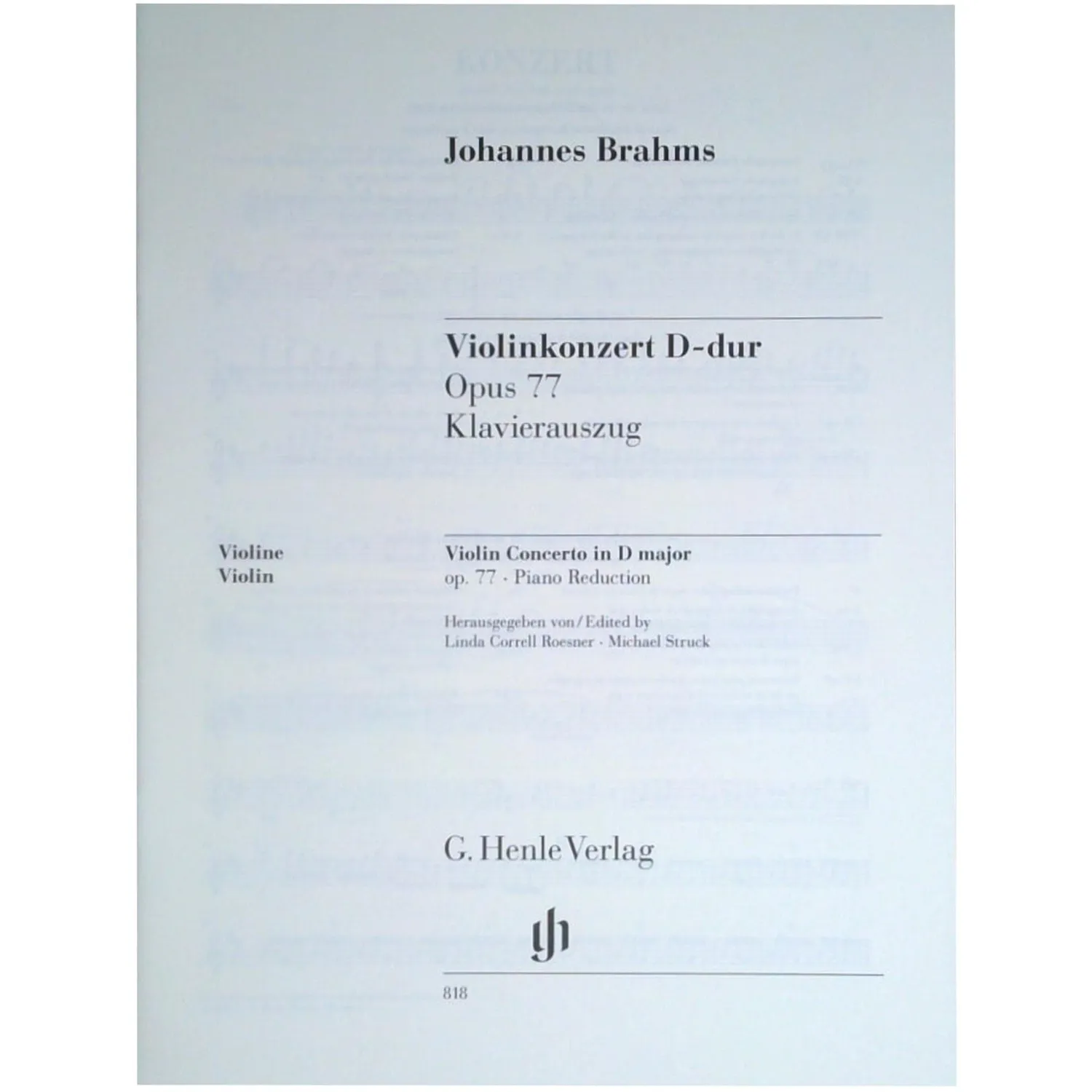 Henle Brahms Violinkonzert D-Dur Op.77 Violinnoten Zimmermann