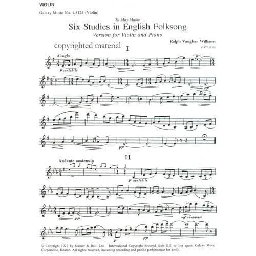 Shar Music Vaughan Williams Six Studies Violine Klavier