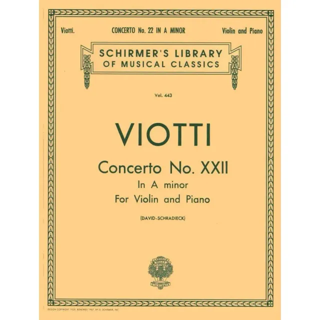 Schirmer Viotti Violinkonzert Nr. 22 Violin-Noten a-moll
