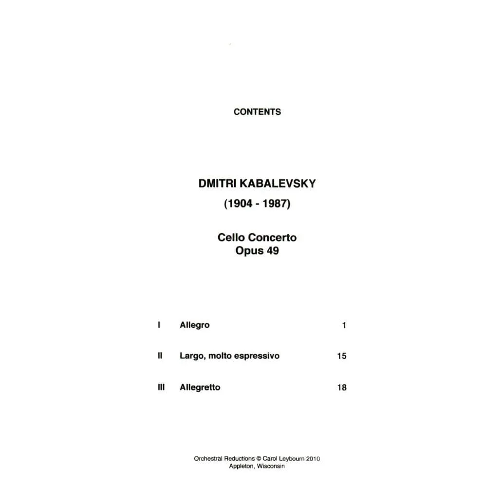 Shar Music Kabalevsky Op.49 Cello Klavierbegleitung Noten