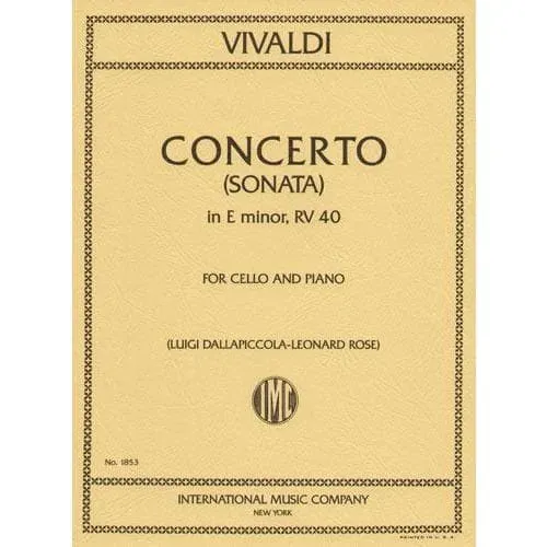 International Vivaldi Sonate e-Moll RV40 Cellonoten Klavier