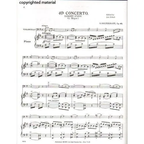 Shar Music Goltermann Konzert Nr. 4 Noten Cello