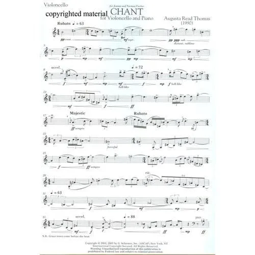 Augusta Read Thomas Chant Cellonoten Klavier Schirmer