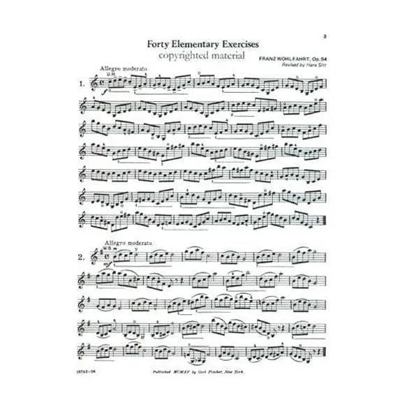 Carl Fischer Wohlfahrt 40 Elementary Etudes Op. 54 Violinetüden