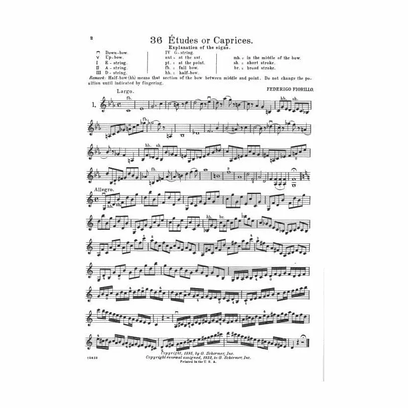 Fiorillo 36 Etüden Violin-Noten Schradieck G Schirmer