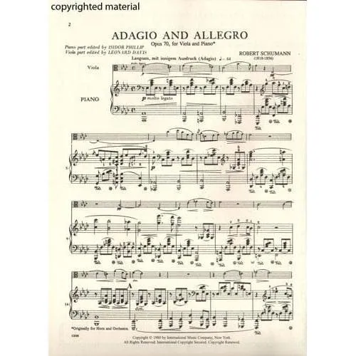 Shar Music Schumann Adagio Allegro op.70 Noten Bratsche Klavier