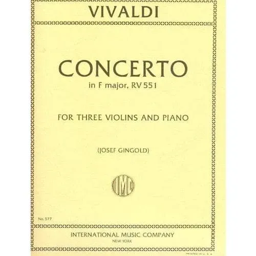Vivaldi Konzert F-Dur RV 551 Noten 3 Violinen Klavier Gingold