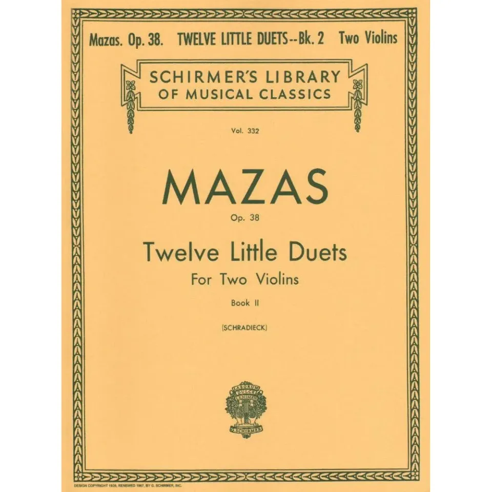 G. Schirmer Mazas 12 kleine Duette op. 38 Heft 2 Noten