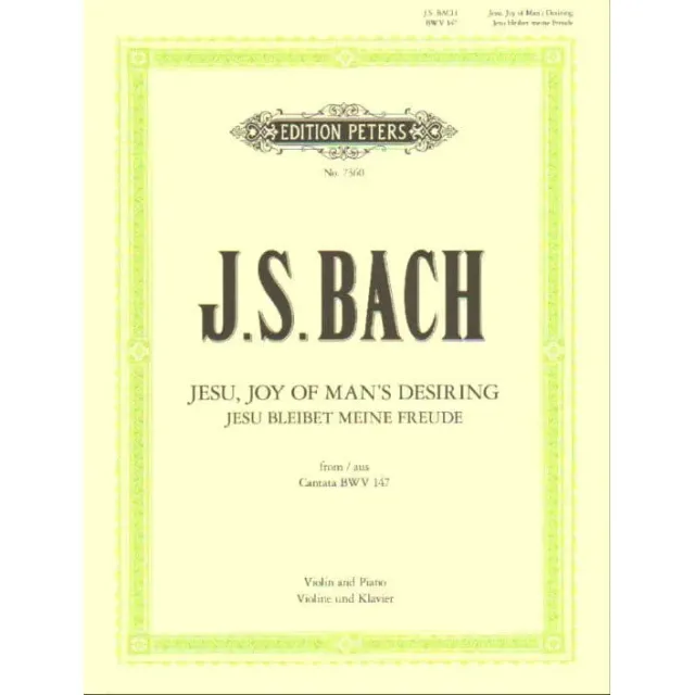 Peters Bach Jesu BWV 147 Noten für Violine Klavier