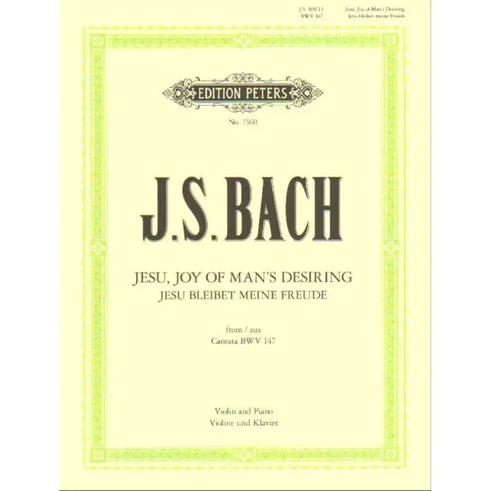 Peters Bach Jesu BWV 147 Noten für Violine Klavier