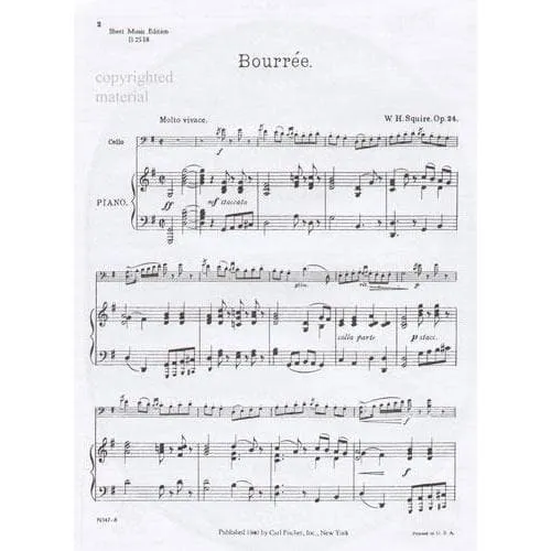 Squire Bourée Op 24 Noten Cello Klavier Fischer