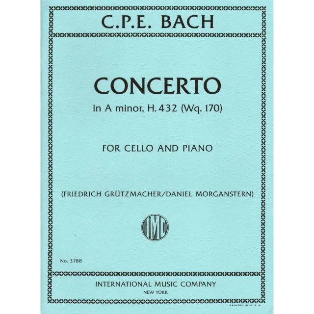 Shar Music Bach H 432 Cellokonzert Noten Cello Klavier