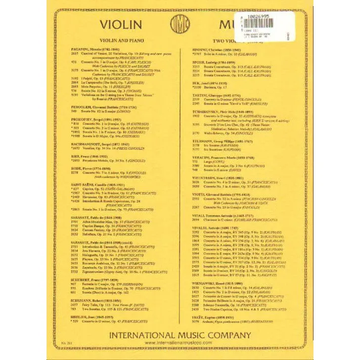 International Kabalevsky Konzert C-Dur op.48 Noten Violine Klavier