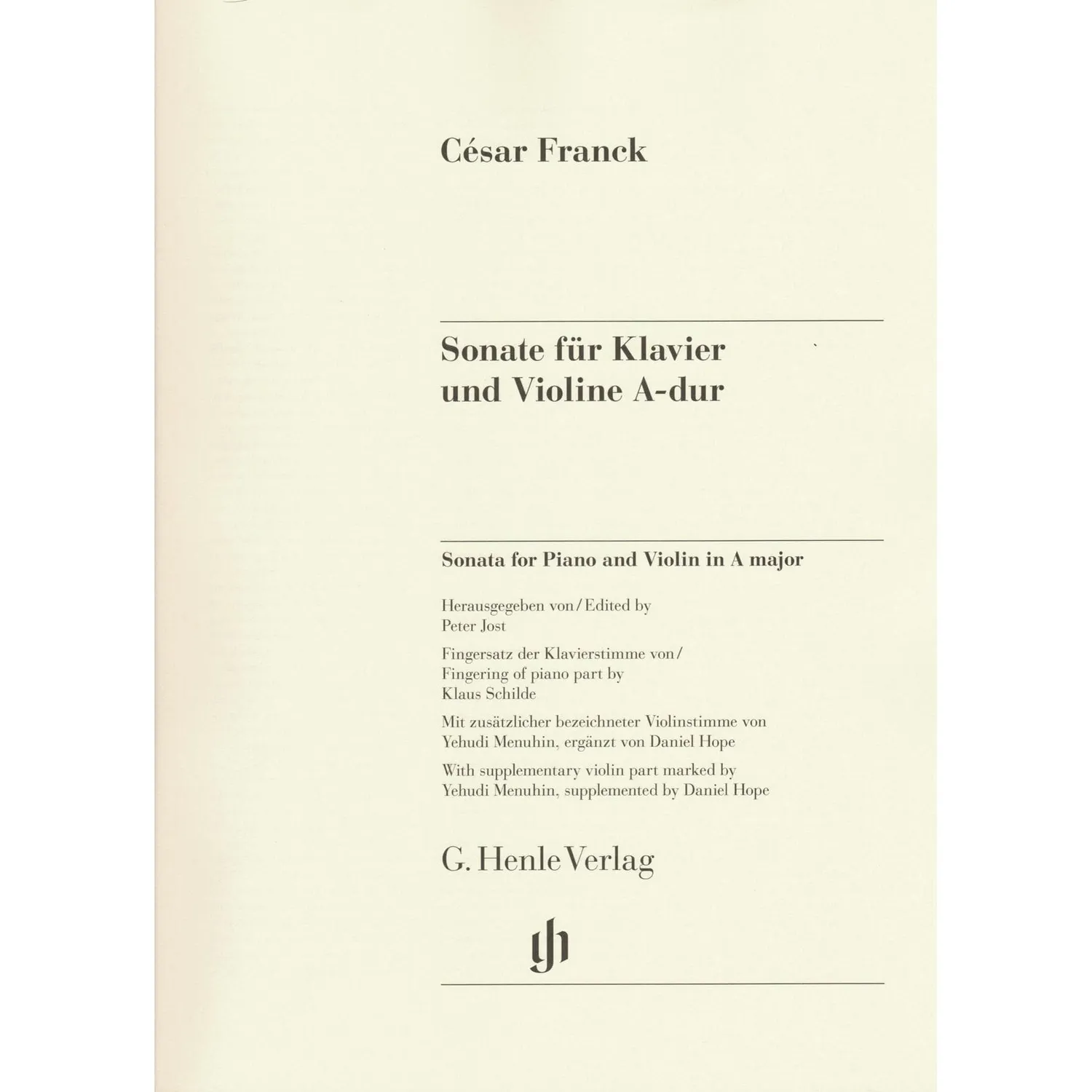 Franck Sonate A-Dur Violine Noten Henle Urtext