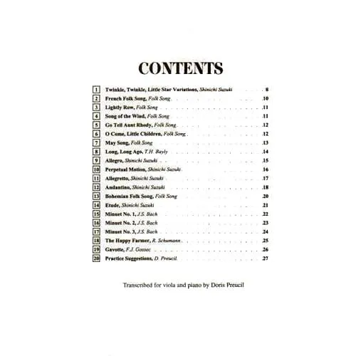 Suzuki Viola School Volume 1 Bratschennoten Heft Muttersprachen-Methode