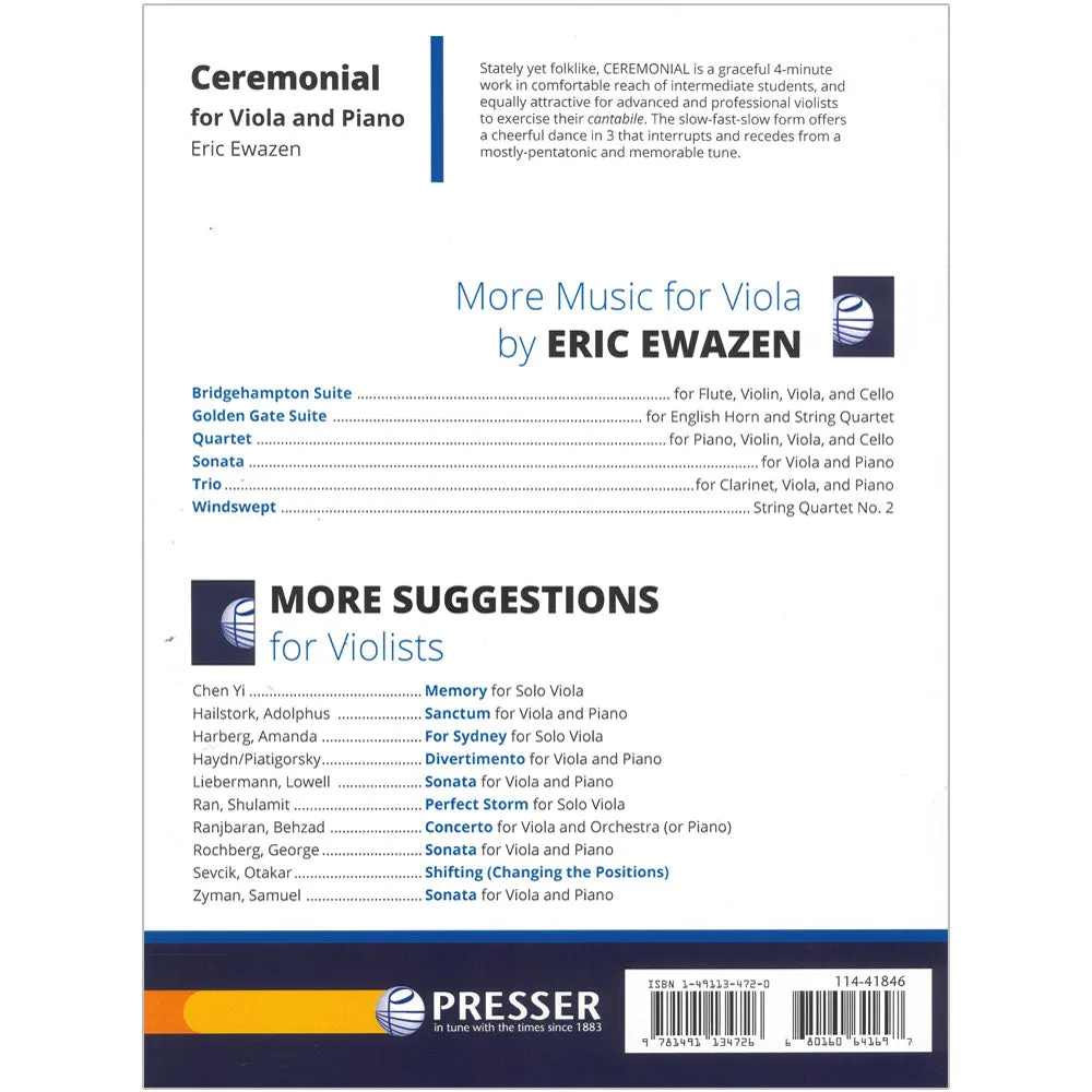 Shar Music Ewazen Ceremonial Noten Viola Klavier mittel