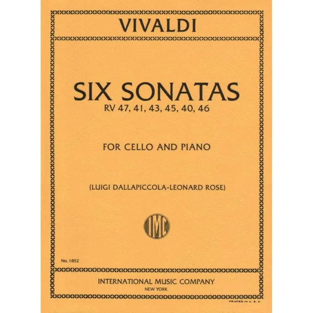 International Vivaldi Six Sonatas F XIV 1-6 Cellonoten Cello Klavier