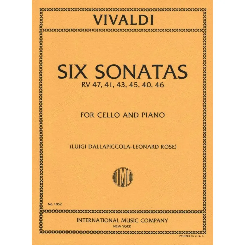International Vivaldi Six Sonatas F XIV 1-6 Cellonoten Cello Klavier