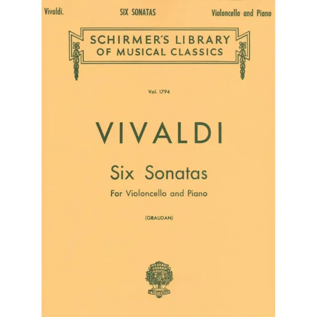 Schirmer Vivaldi Six Sonatas F XIV Cello Noten Klavier