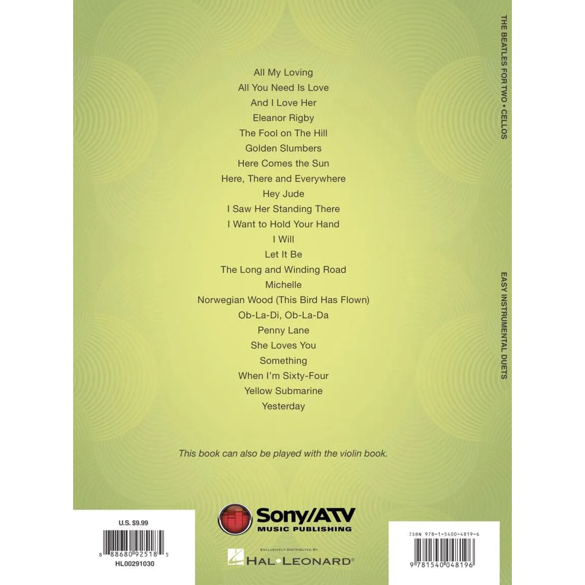 Hal Leonard Beatles for Two 23 Favorites 2 Cellos Noten
