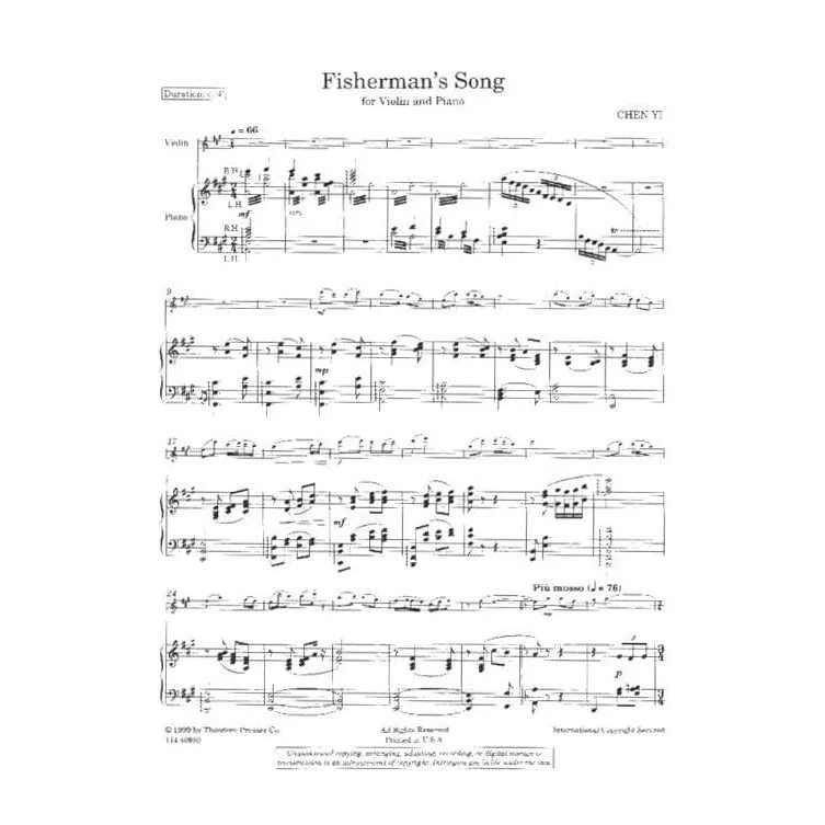 Presser Chen Yi Fisherman's Song Noten Violine Klavier