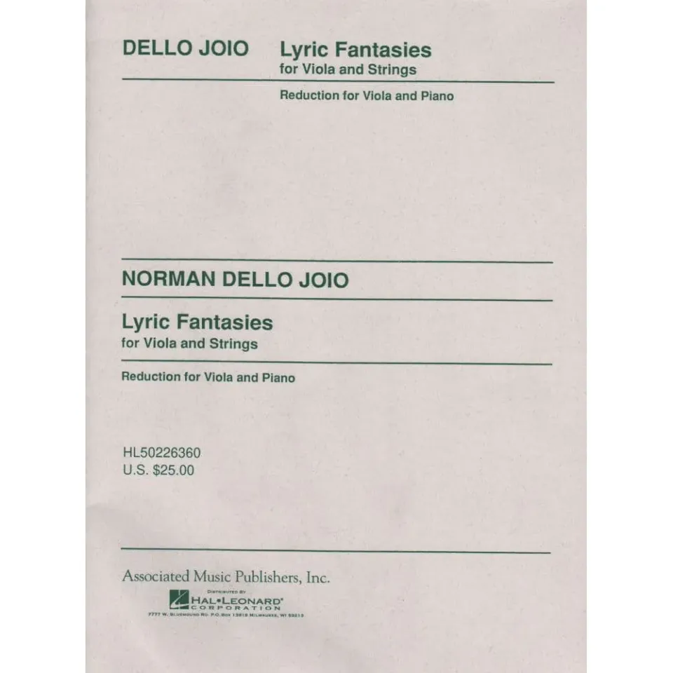Dello Joio Lyric Fantasies Noten Viola Klavier