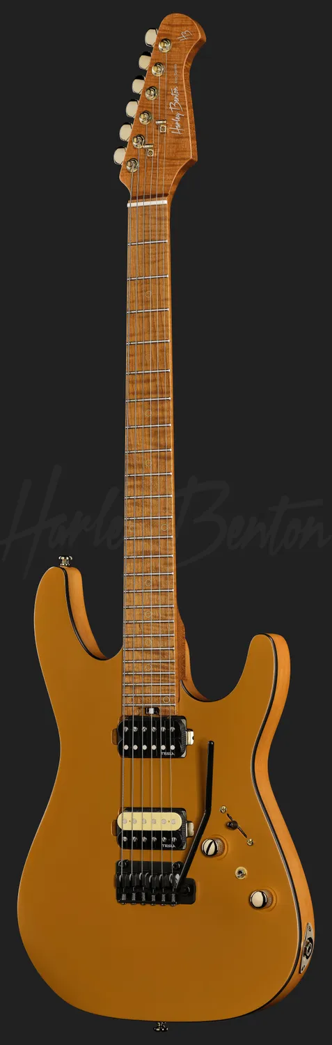 Harley Benton Fusion-IV HH E-Gitarre Satin Gold