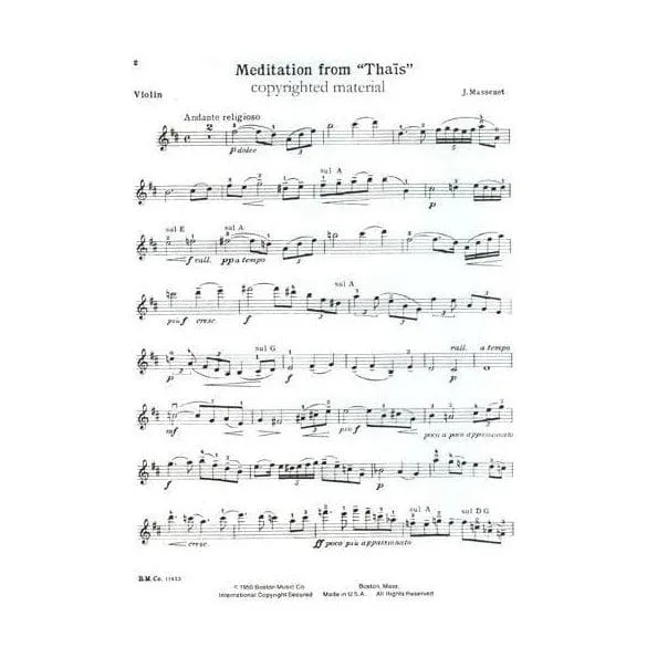 Massenet Méditation Thaïs Violinnoten mit Klavier