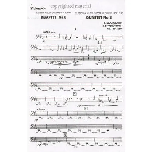 DSCH Schostakowitsch Quartett Nr.8 op.110 Stimmensatz c-moll