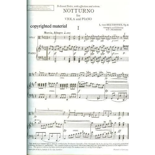 Beethoven Notturno D-Dur op.42 Viola-Klavier Noten Schott