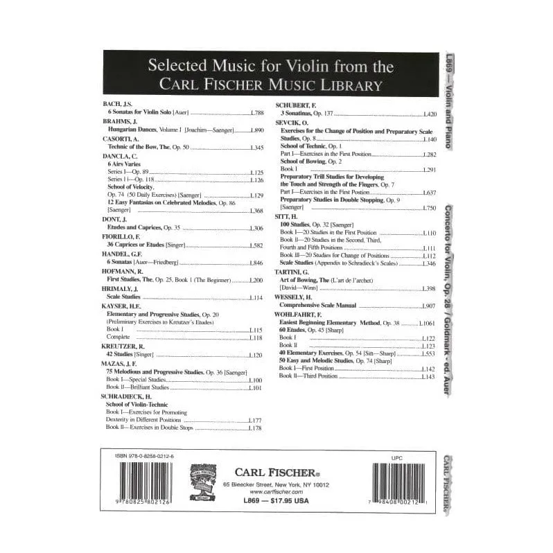 Carl Fischer Goldmark Op. 28 Noten Violine Klavier