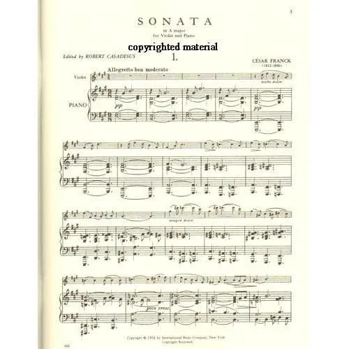 International Franck Sonate A-Dur Noten Violine Klavier Urtext