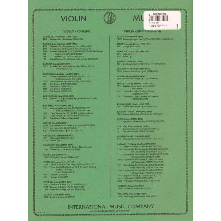 Shar Music Sinding Suite a-Moll Op 10 Noten Violine Klavier Galamian