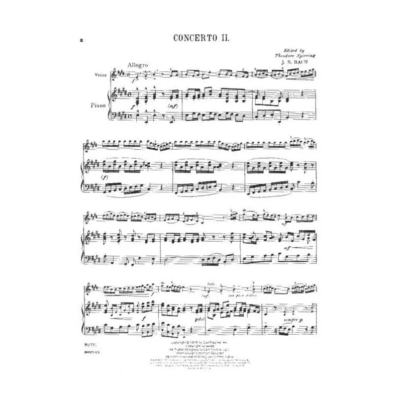 Shar Music Bach Violinkonzert Nr.2 E-Dur BWV1042 Noten