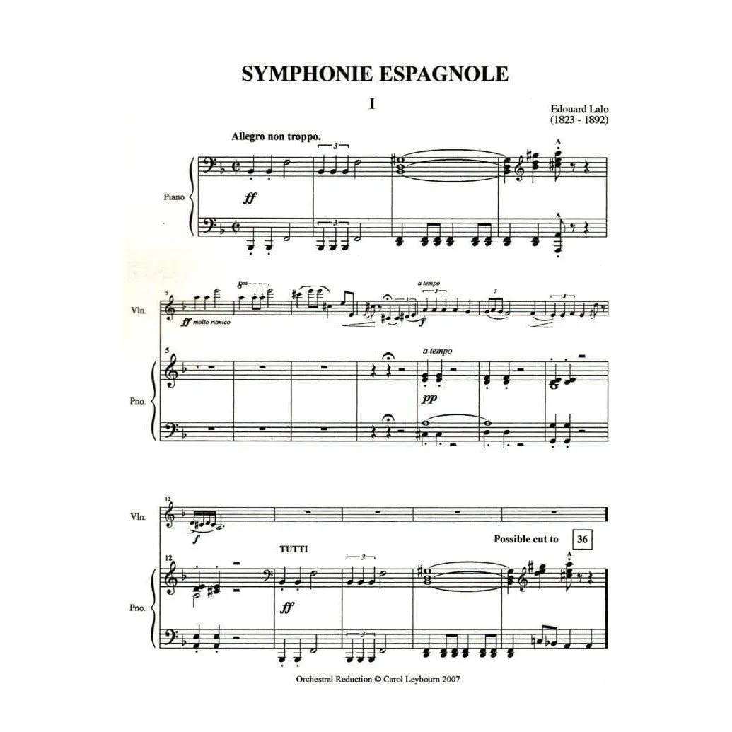 Lalo Symphonie Espagnole Op 21 Klavierbegleitung Noten
