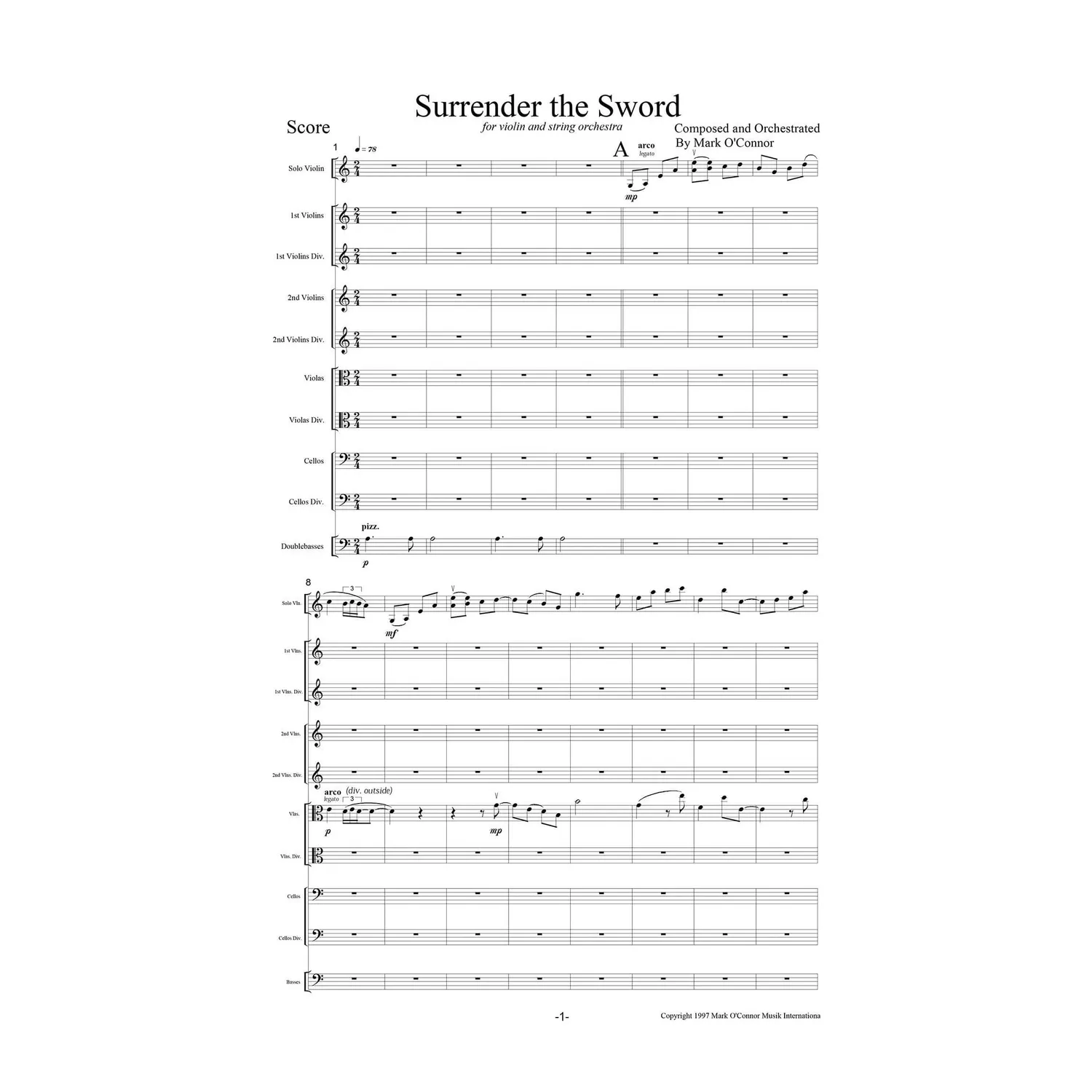 Shar Music OConnor Surrender the Sword Score Download Violine