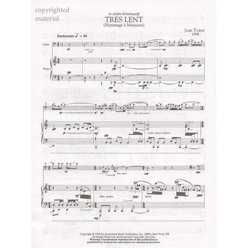 Hal Leonard Tower Tres Lent Cellonoten Cello Klavier